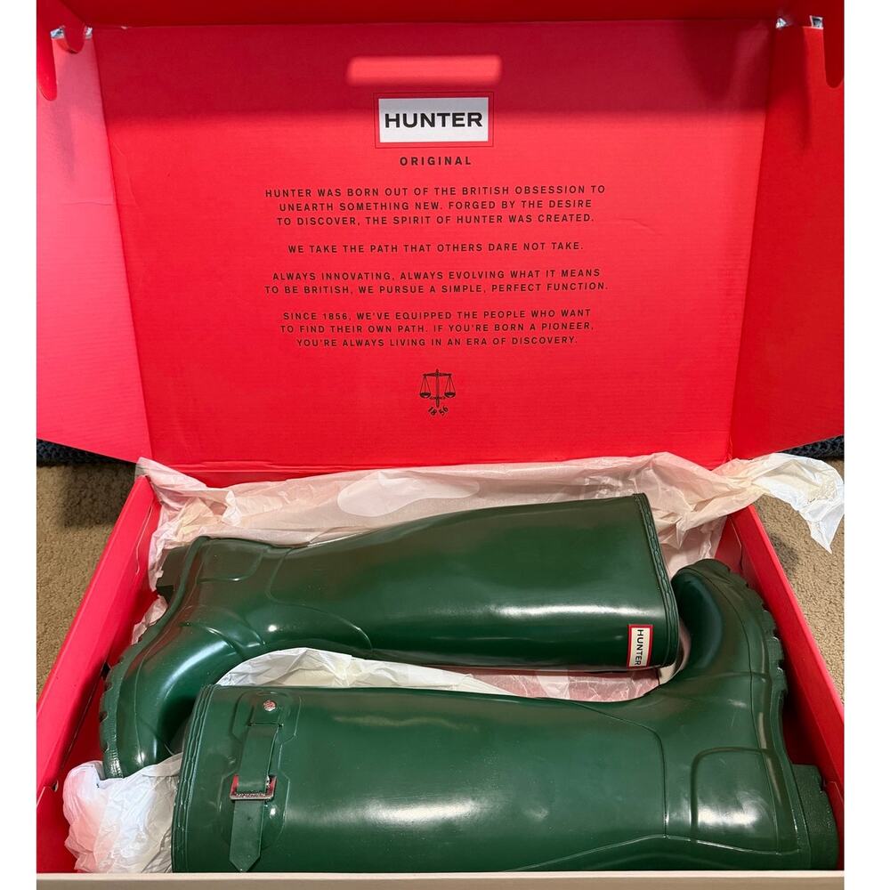Hunter NEW US Size 8 Original Tall Gloss Womens Rain Boots RARE Hunter Green NIB - Picture 3 of 10